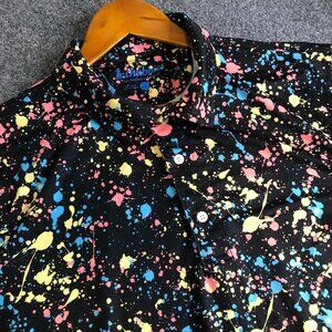 Chubbies Shirt Mens XL Black Paint Splatter Performance Golf Polo Pickleball
